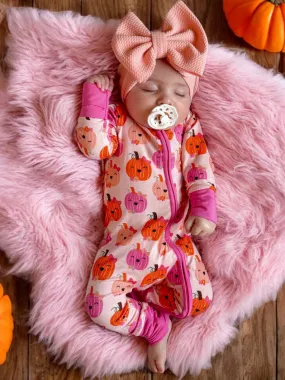 2-Way Convertible Zip Romper, Miss Pumpkin