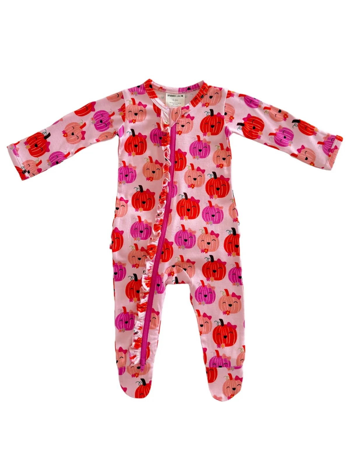 2-Way Ruffle Zip Footie, Miss Pumpkin