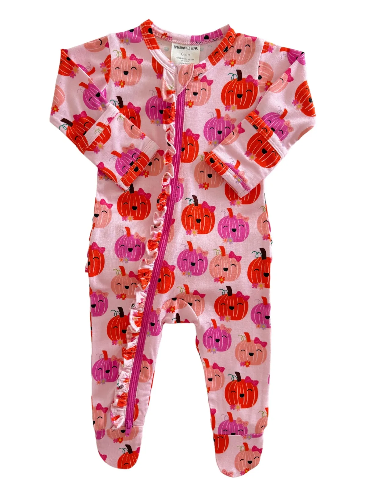 2-Way Ruffle Zip Footie, Miss Pumpkin