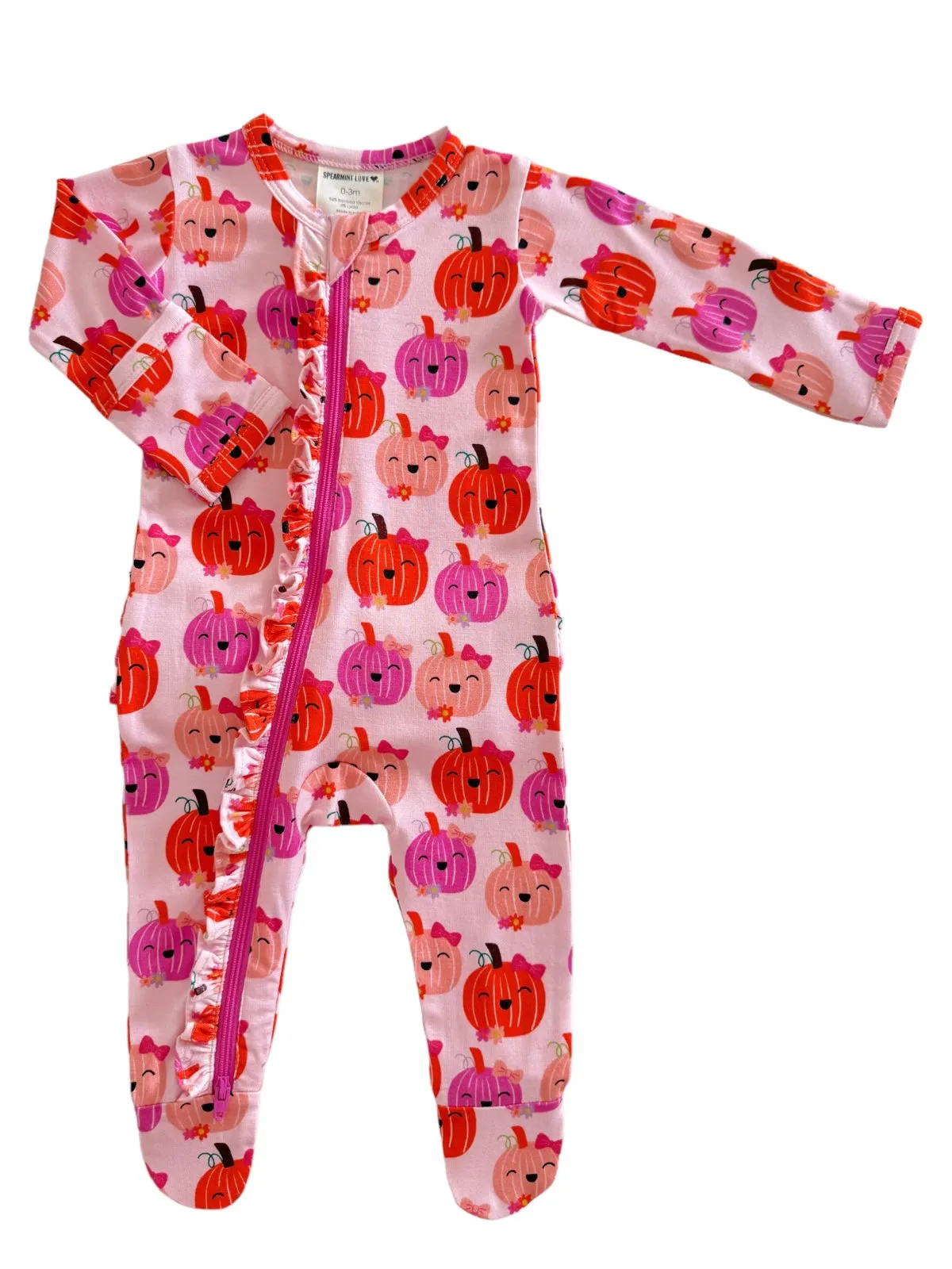 2-Way Ruffle Zip Footie, Miss Pumpkin