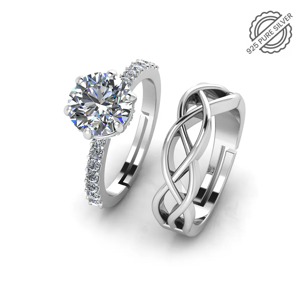 925 Pure Silver Miss Carat Women's Special and Celtic Knot Couple's Ring