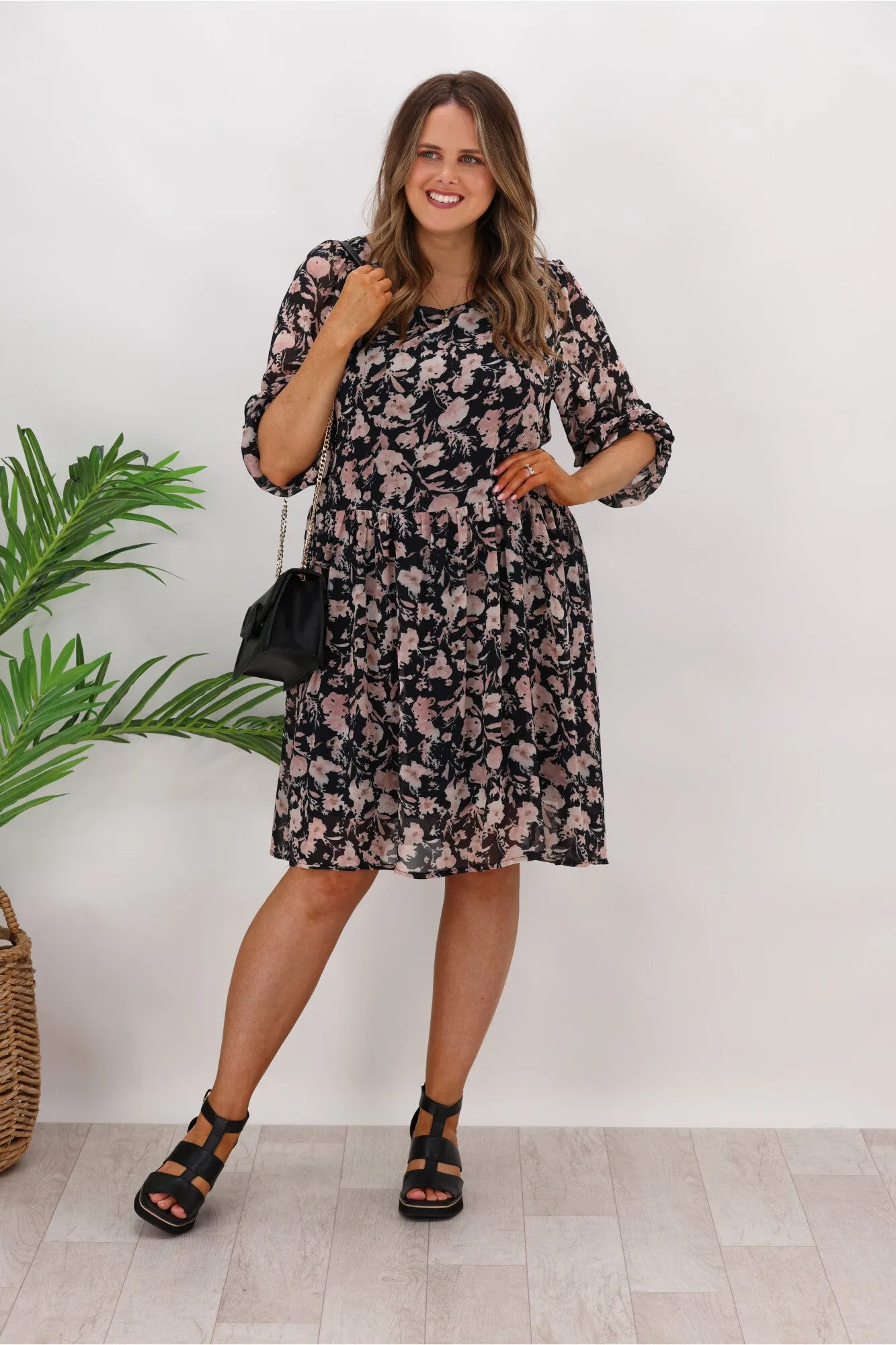 AE Luxe Brandy Floral Dress Black