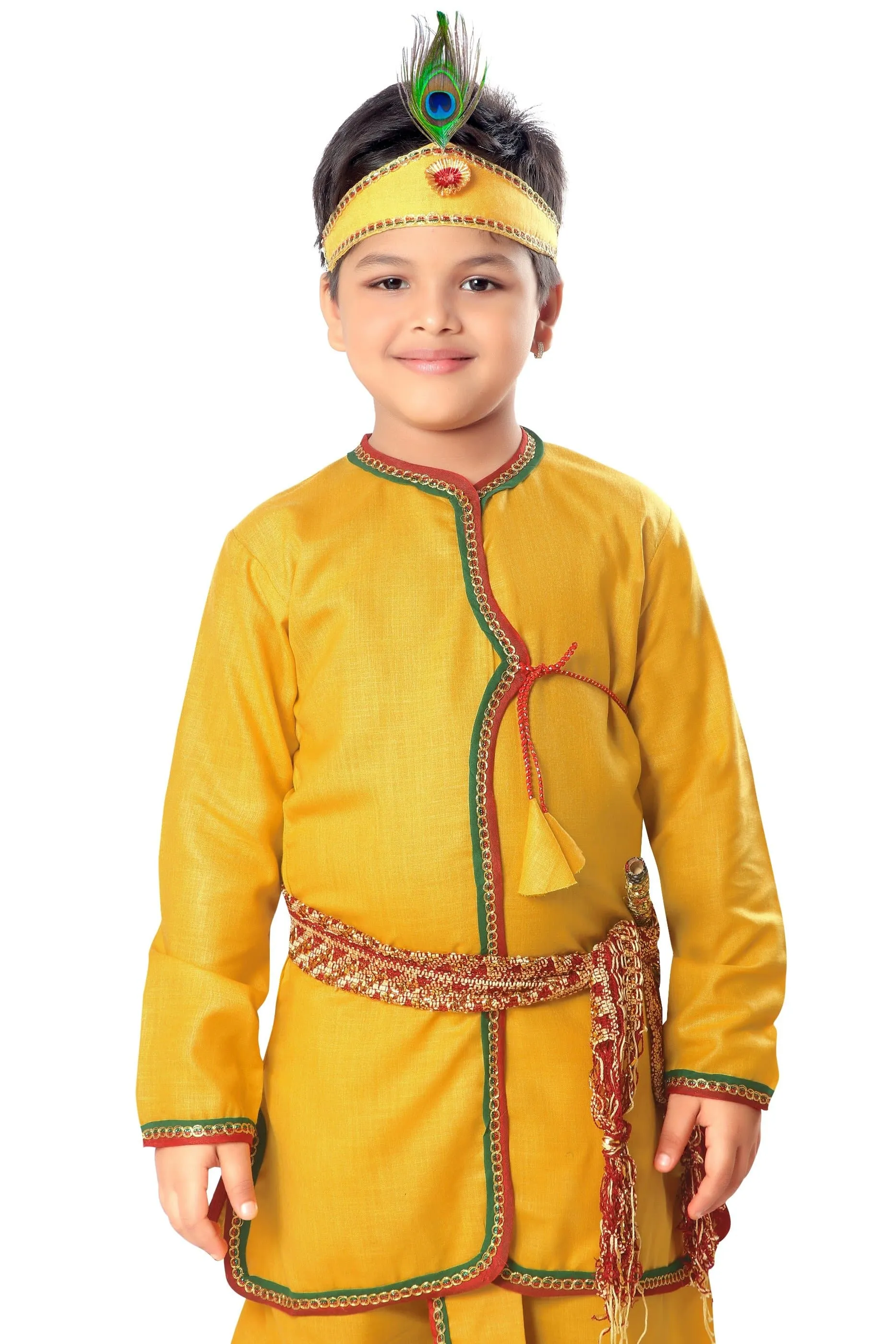 ahhaaaa Kids Ethnic Yellow Krishna Dress For Boys