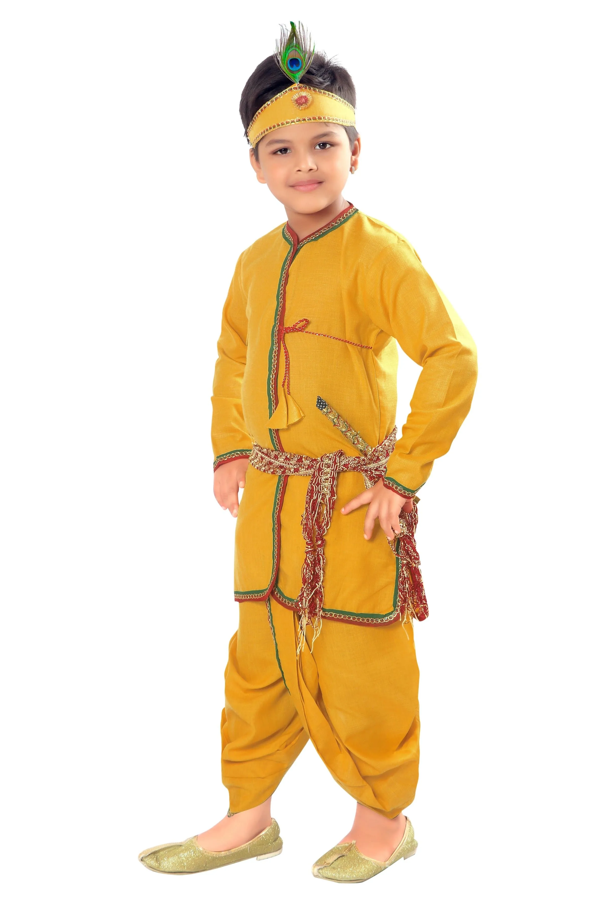 ahhaaaa Kids Ethnic Yellow Krishna Dress For Boys