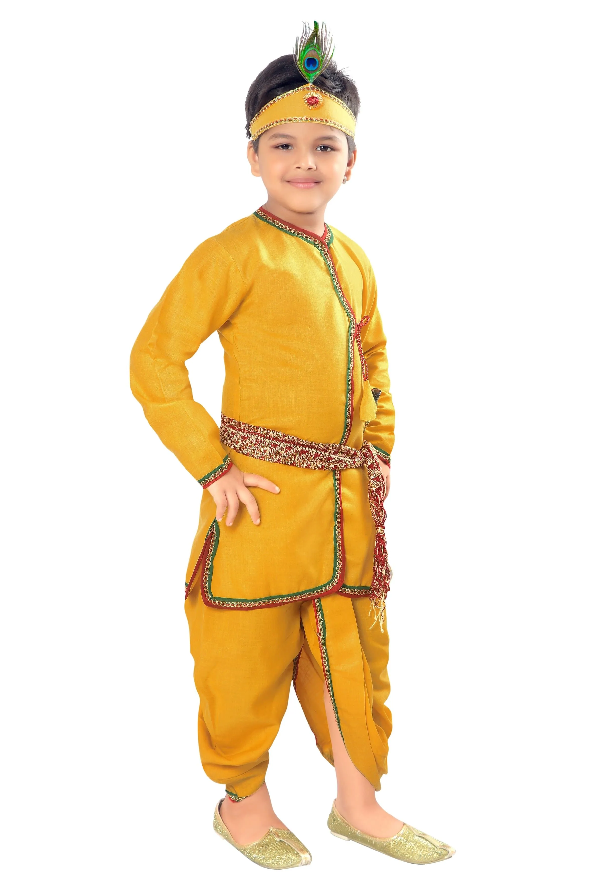 ahhaaaa Kids Ethnic Yellow Krishna Dress For Boys