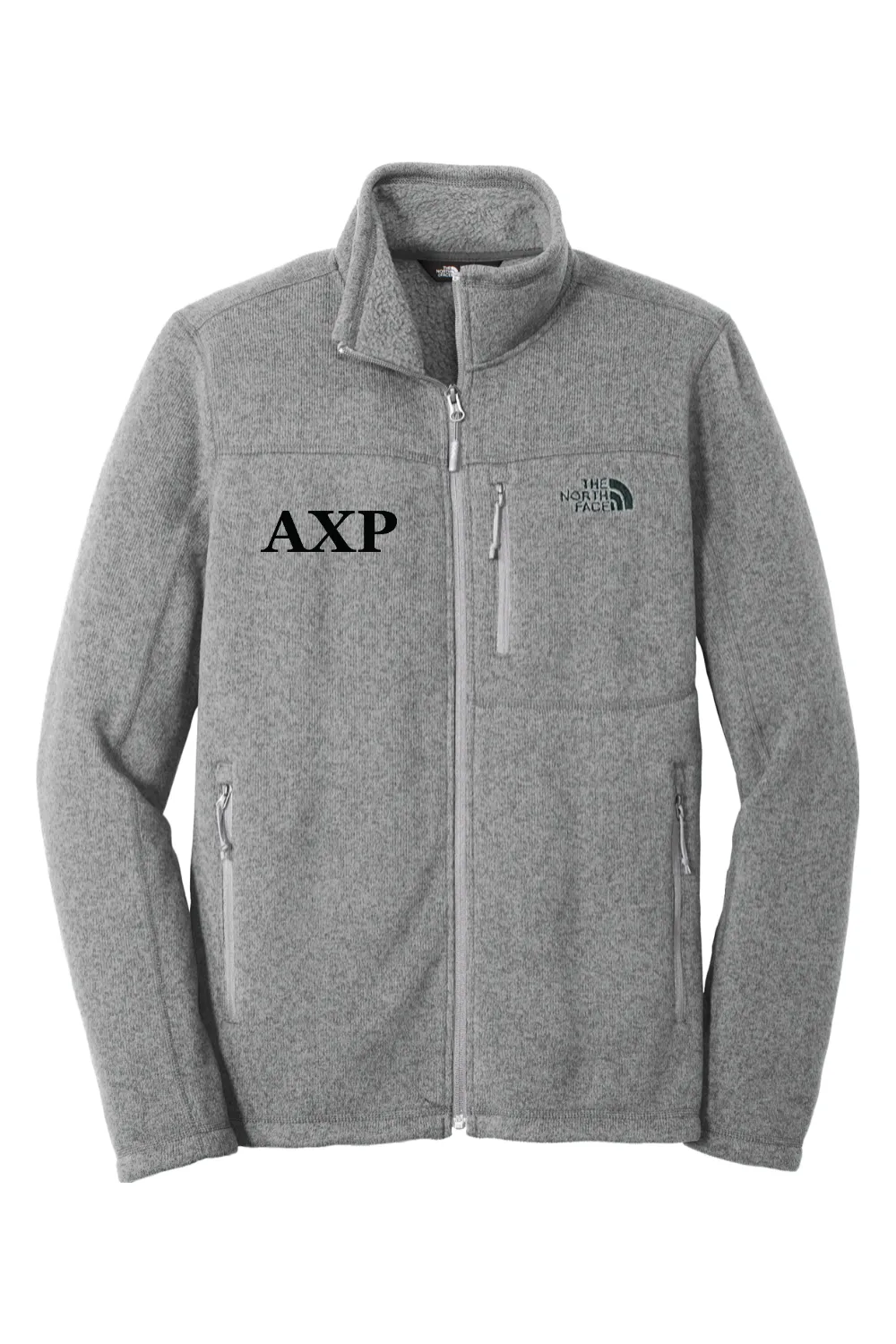 Alpha Chi Rho - North Face Sweater Fleece Jacket - Black Embroidered Letters