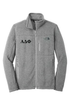 Alpha Delta Phi - North Face Sweater Fleece Jacket - Black Embroidered Letters