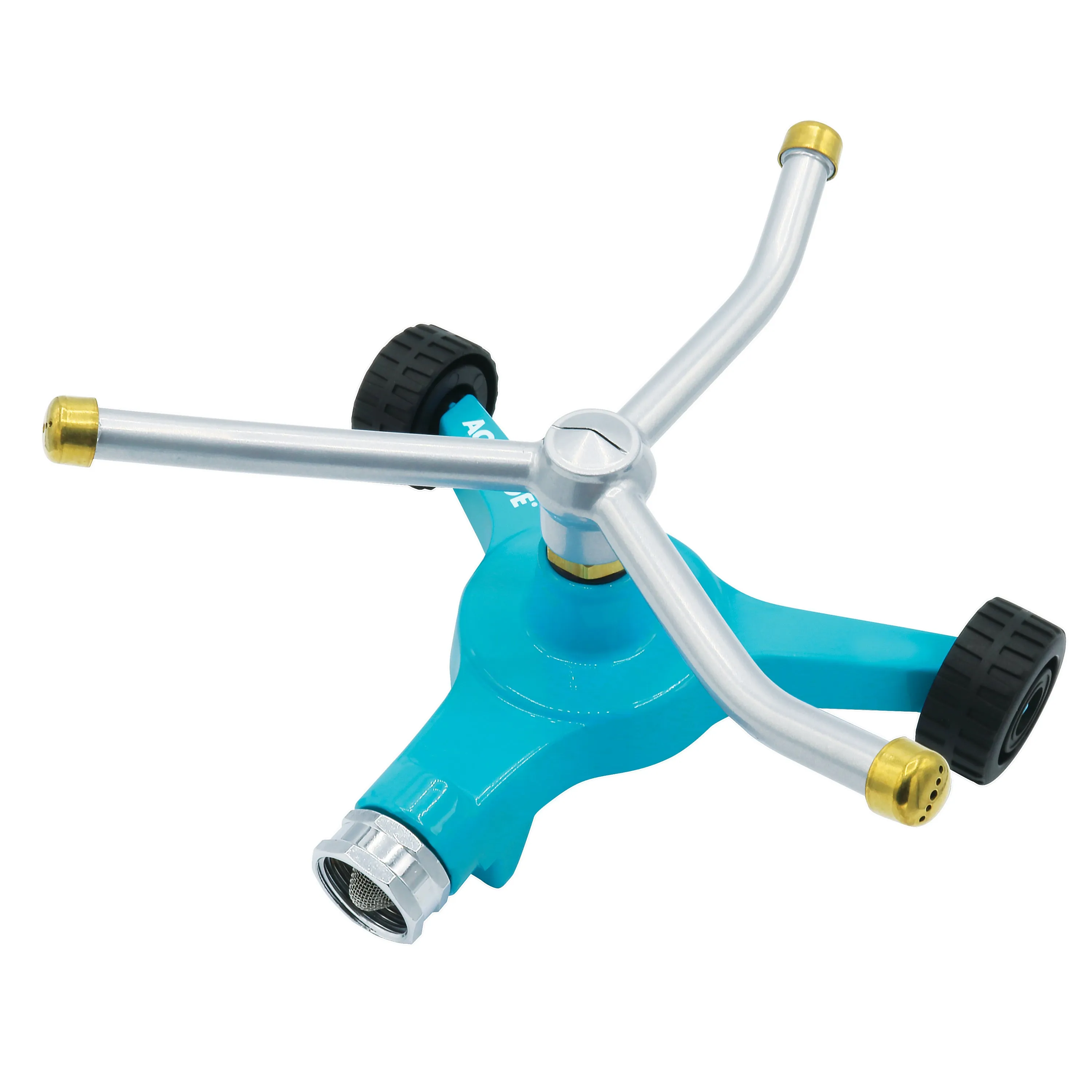 Aqua Joe AJ-TRSWB Indestructible 3-Arm Zinc Rotary 360° Sprinkler | Wheeled Base | 1,390 Sq. Ft. Max Coverage