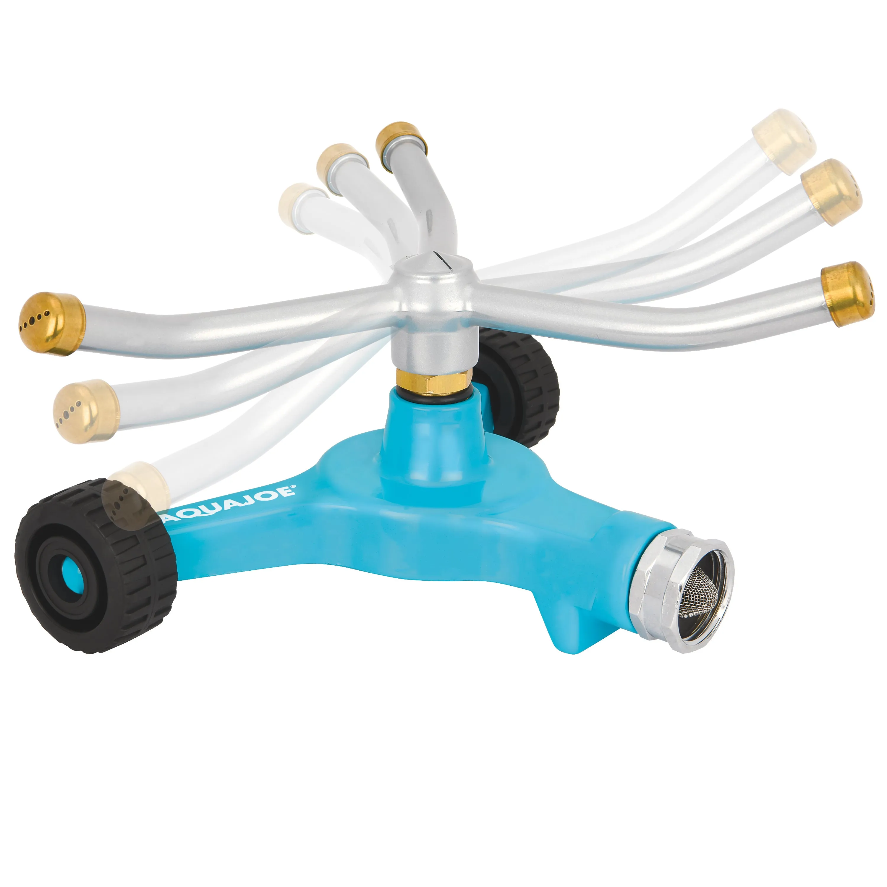 Aqua Joe AJ-TRSWB Indestructible 3-Arm Zinc Rotary 360° Sprinkler | Wheeled Base | 1,390 Sq. Ft. Max Coverage