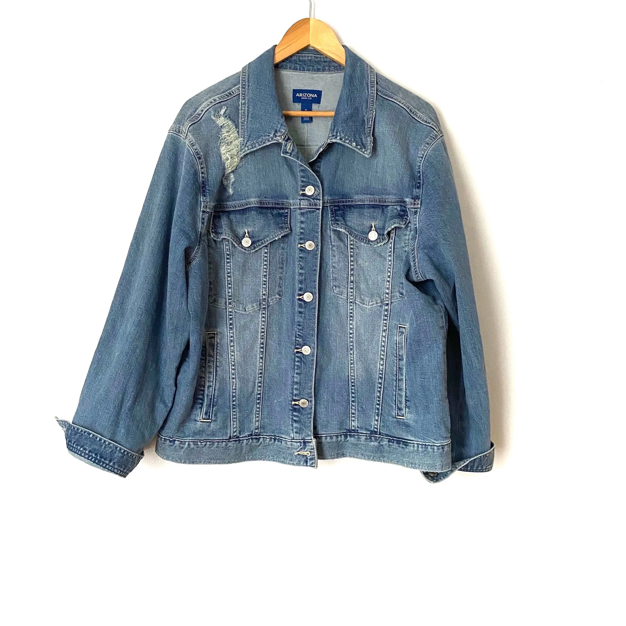 Arizona Jean Co Distressed Denim Jacket NWT- Size XL