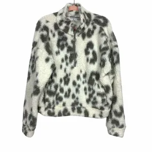 Arizona Jean Co White/Grey Animal Print Sherpa Pullover- Size XL