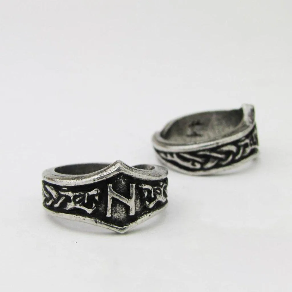 Asgard Hagalaz Letter H Rune Ring - Adjustable