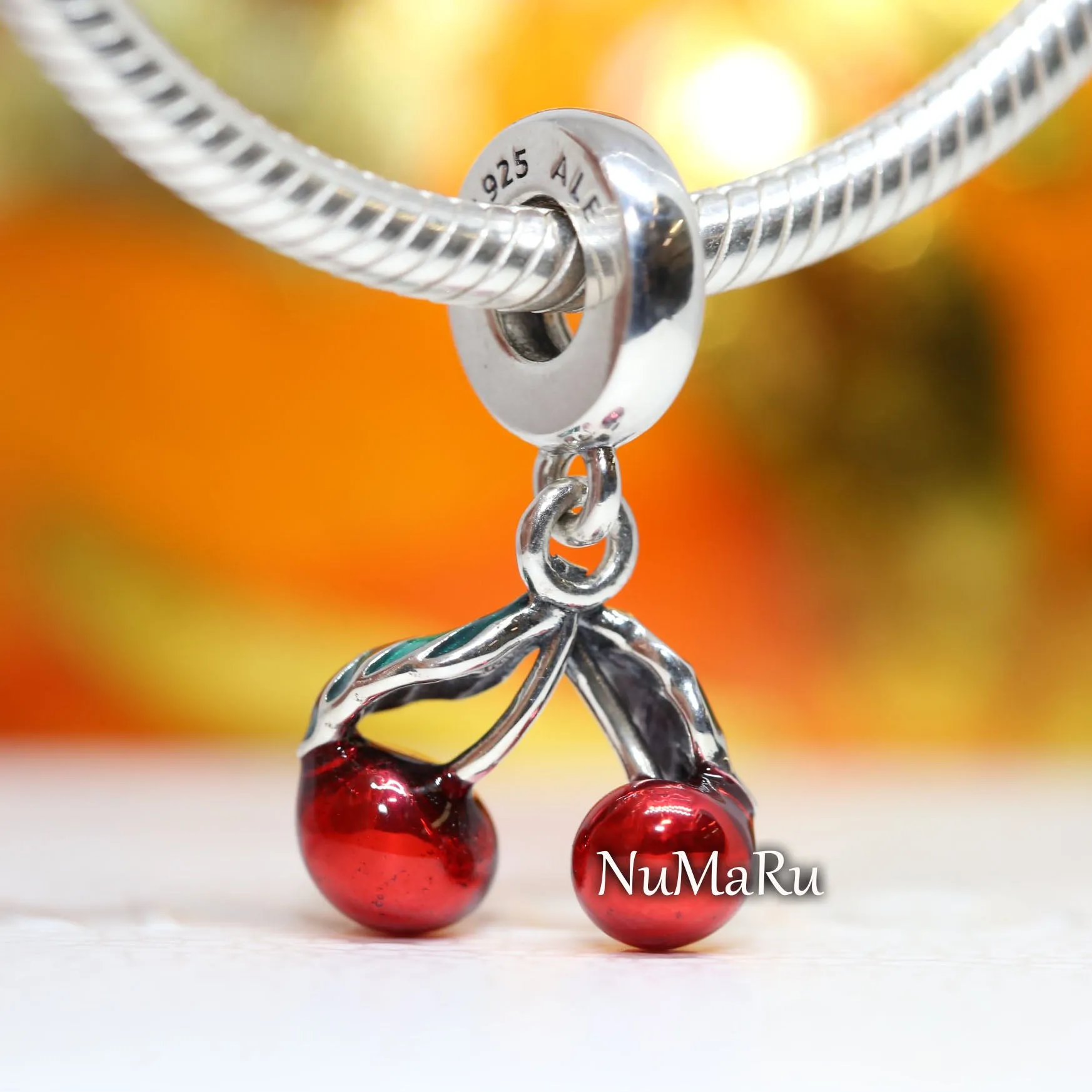 Asymmetrical Cherry Fruit Dangle Charm 791583C01