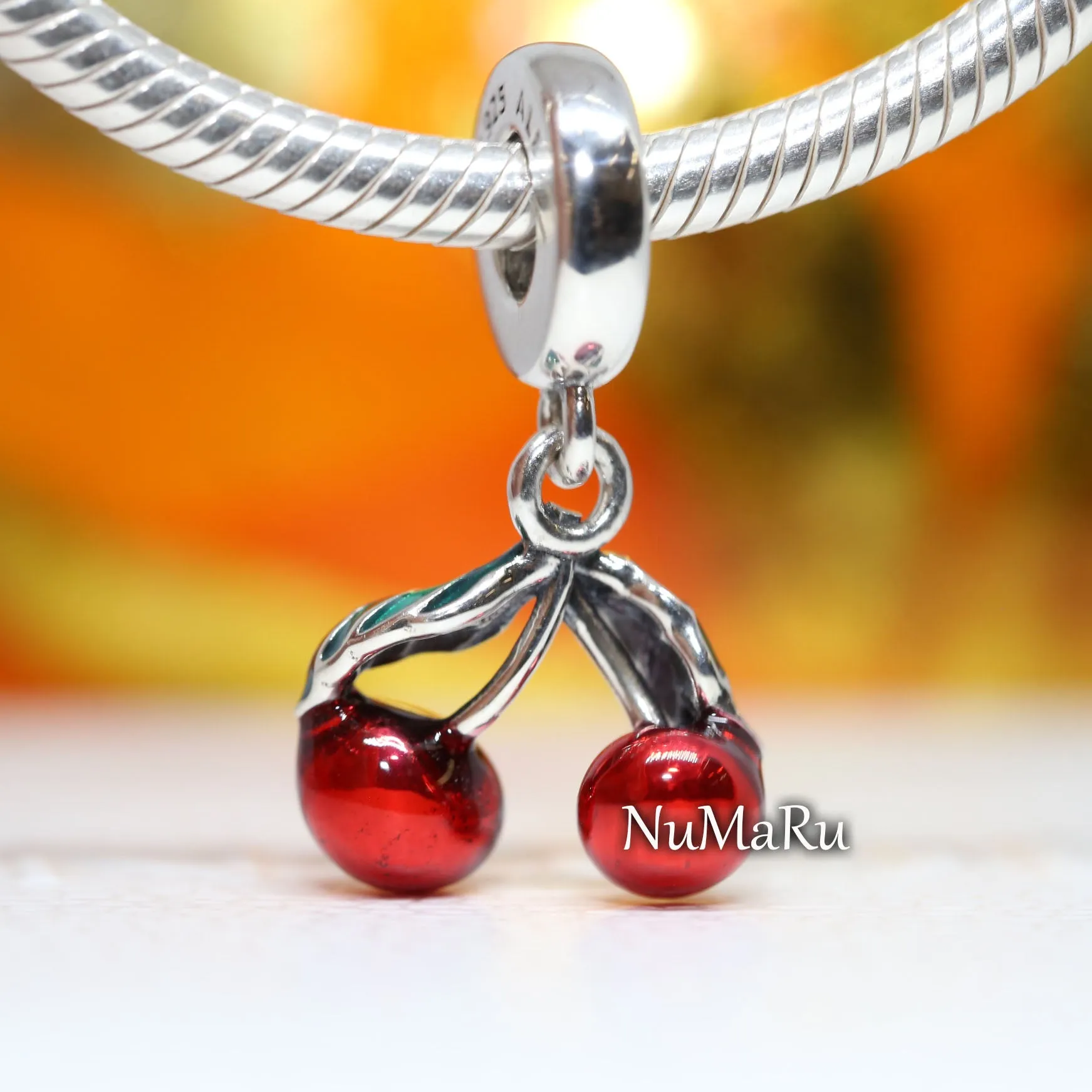 Asymmetrical Cherry Fruit Dangle Charm 791583C01