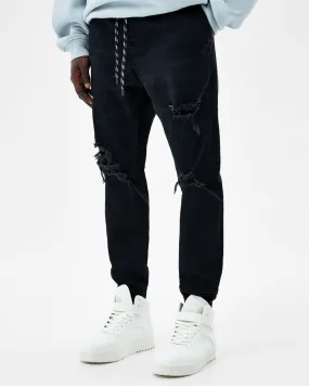 Bershka Ripped jogger jeans Black