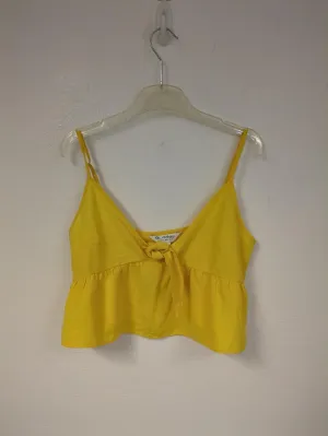 Bight yellow front tie crop top, Miss Selfridge, Size 8 (Polyester)