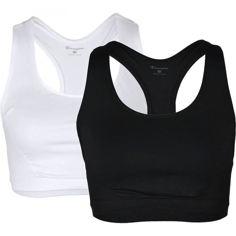 Champion bi-pack Bra Legacy seamless sports top 113489 WW001 1 black top and 1 white top