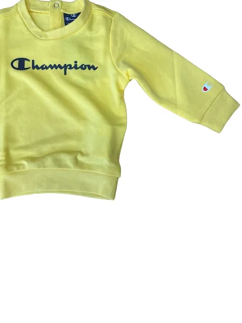 Champion Children's Round Neck Tracksuit in brushed cotton 306455 YS019 ocher yellow-navy