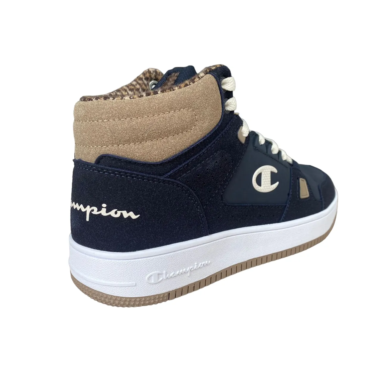 Champion high casual shoe for children with elastic lace and velcro at the ankle S32718 BS501 blue-white