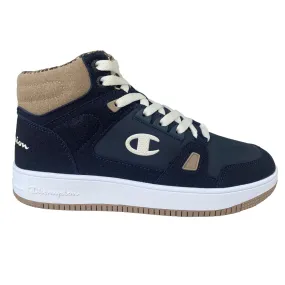 Champion high casual shoe for children with elastic lace and velcro at the ankle S32718 BS501 blue-white