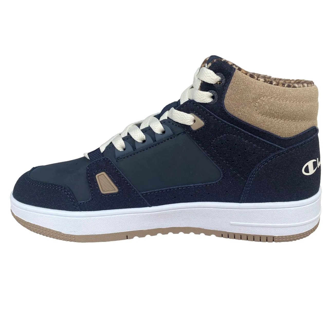 Champion high casual shoe for children with elastic lace and velcro at the ankle S32718 BS501 blue-white