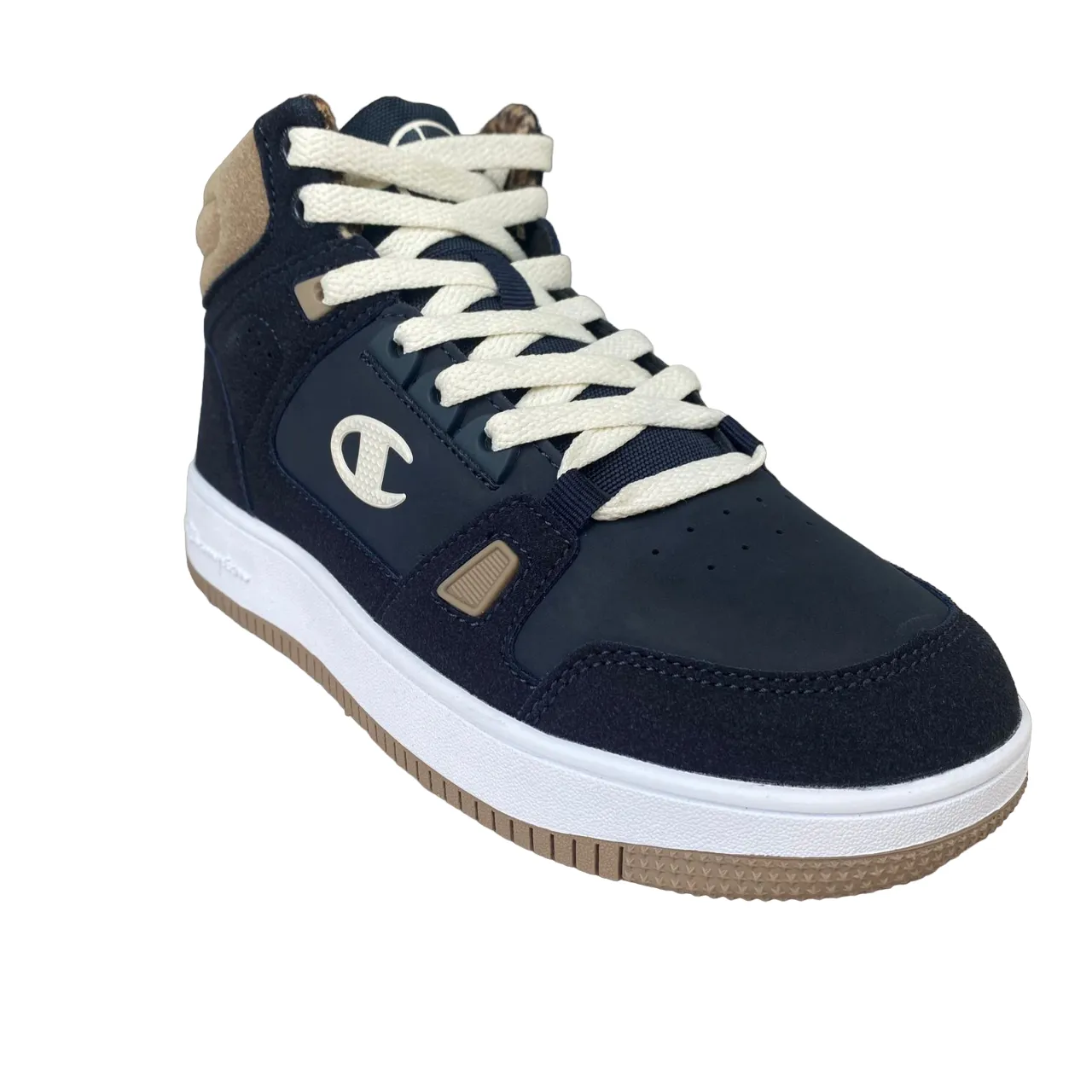 Champion high casual shoe for children with elastic lace and velcro at the ankle S32718 BS501 blue-white