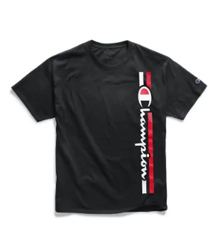 Champion Men's Classic Jersey Tee, Vertical Logo Black