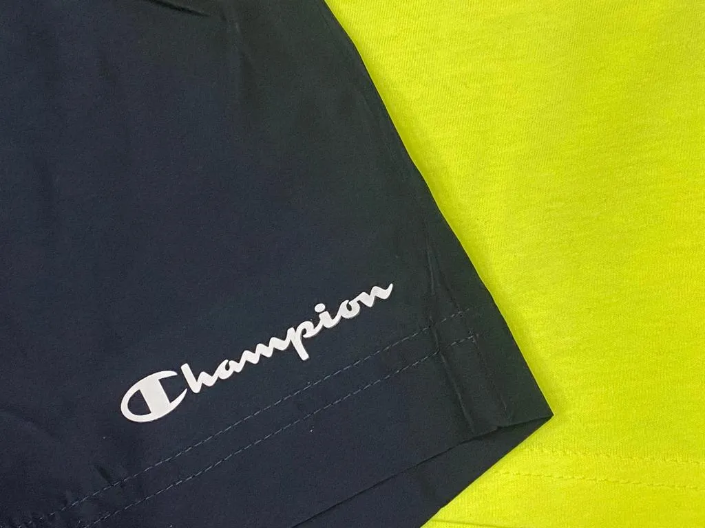 Champion Set for children and teenagers Legacy T-Shirt and Beachshorts 306392 YF002 SYFF yellow-blue