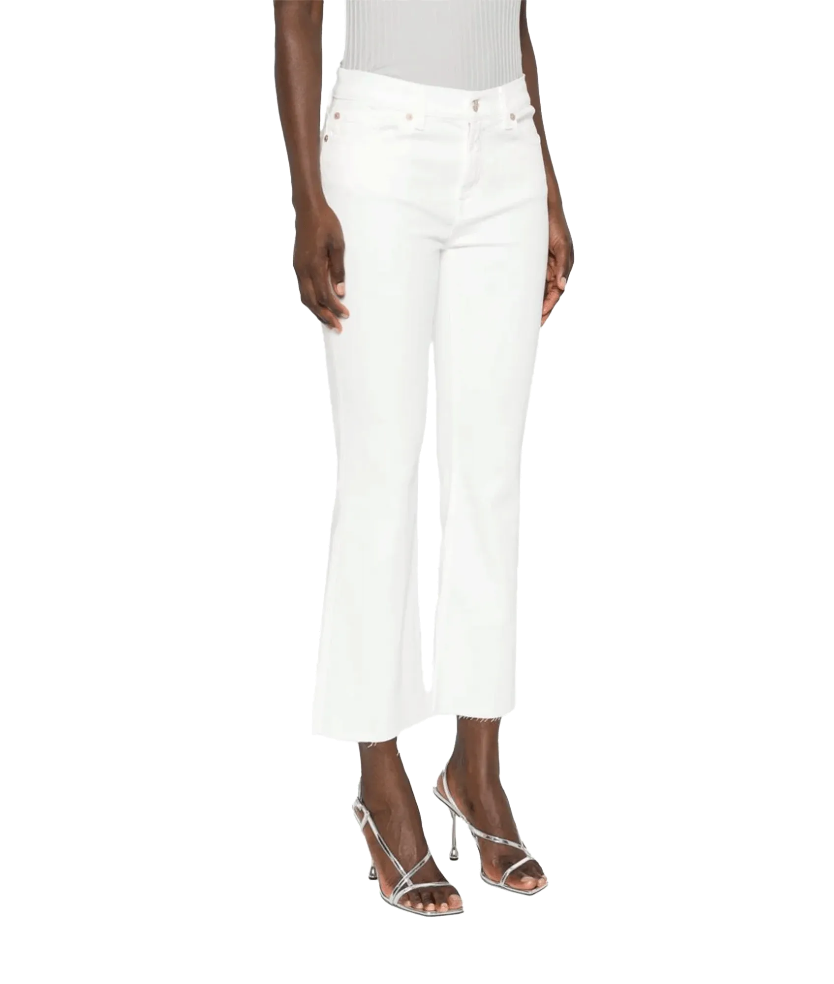 Daisy Mid-Rise Cropped Jeans - White