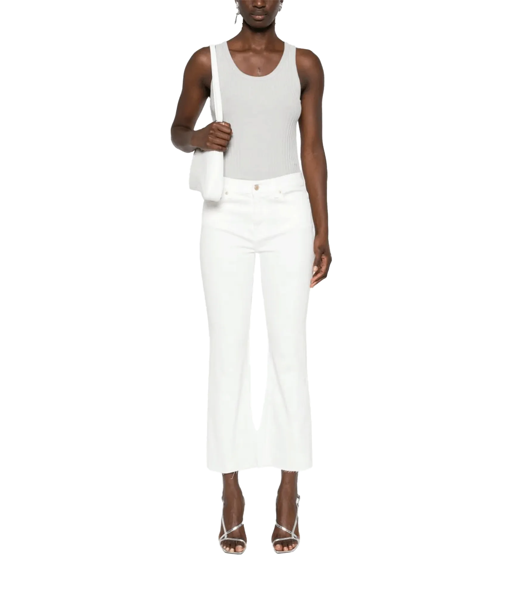 Daisy Mid-Rise Cropped Jeans - White