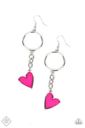 Don't Miss a HEARTBEAT Pink Earrings - Paparazzi Accessories