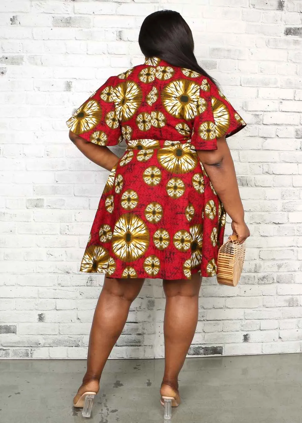 Enola Short Sleeve Flared African Print Dress For Women - African Dress