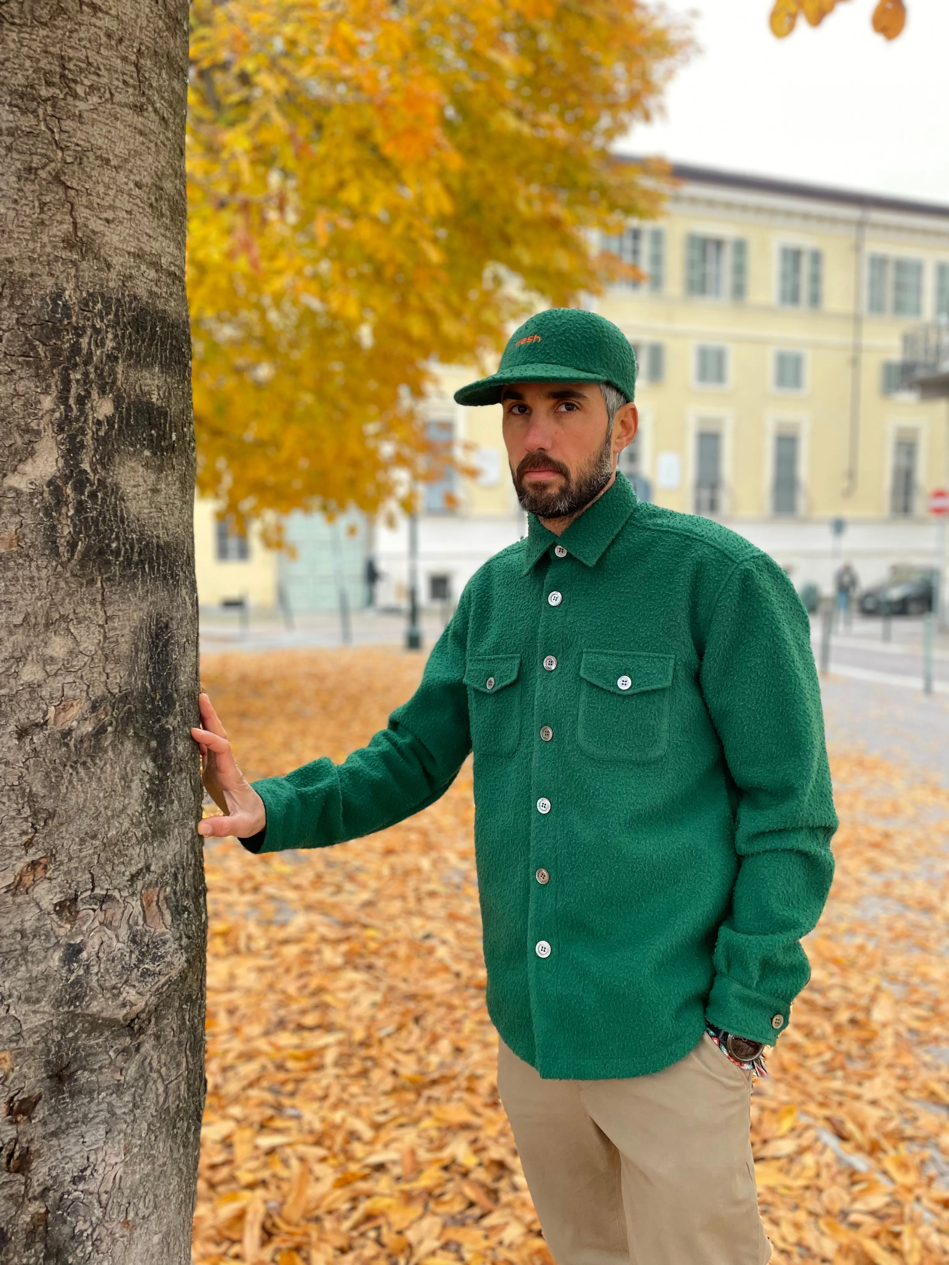 FRESH Casentino Wool Overshirt Green