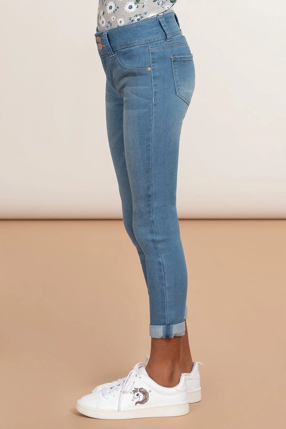 Girls Versatile Cuff Skinny Jeans