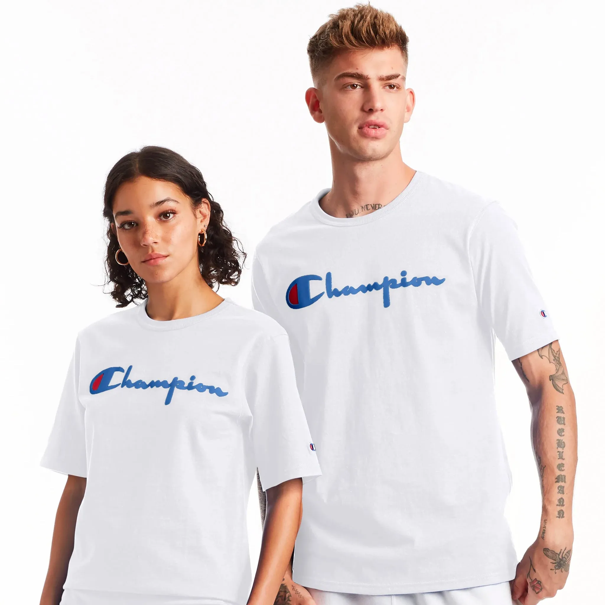 Heritage Flock script logo tee (White)