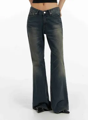 CF429 Low-Rise Washed Bootcut Jeans  - High-Quality Staple for Trendy Outfits