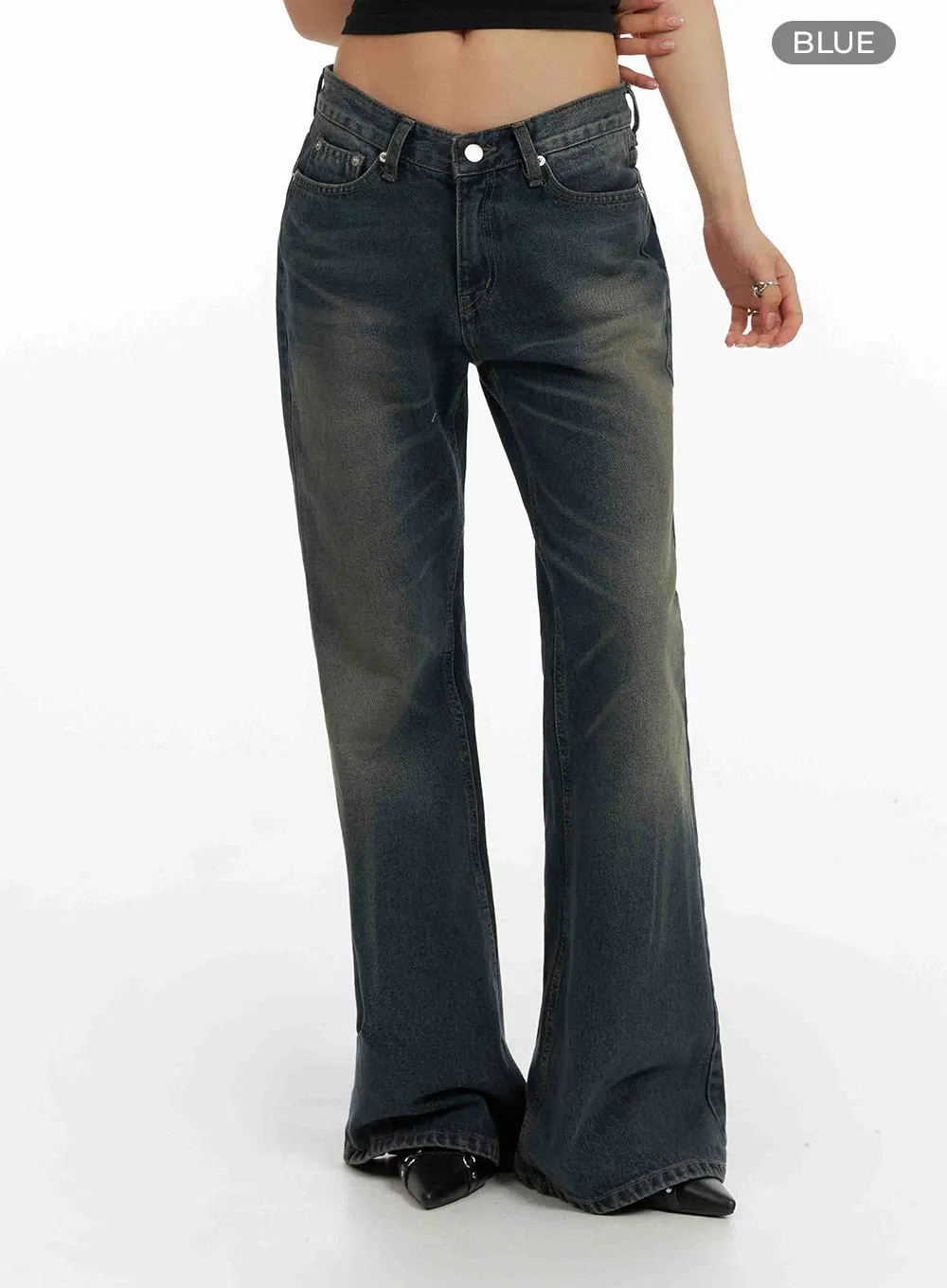 CF429 Low-Rise Washed Bootcut Jeans  - High-Quality Staple for Trendy Outfits