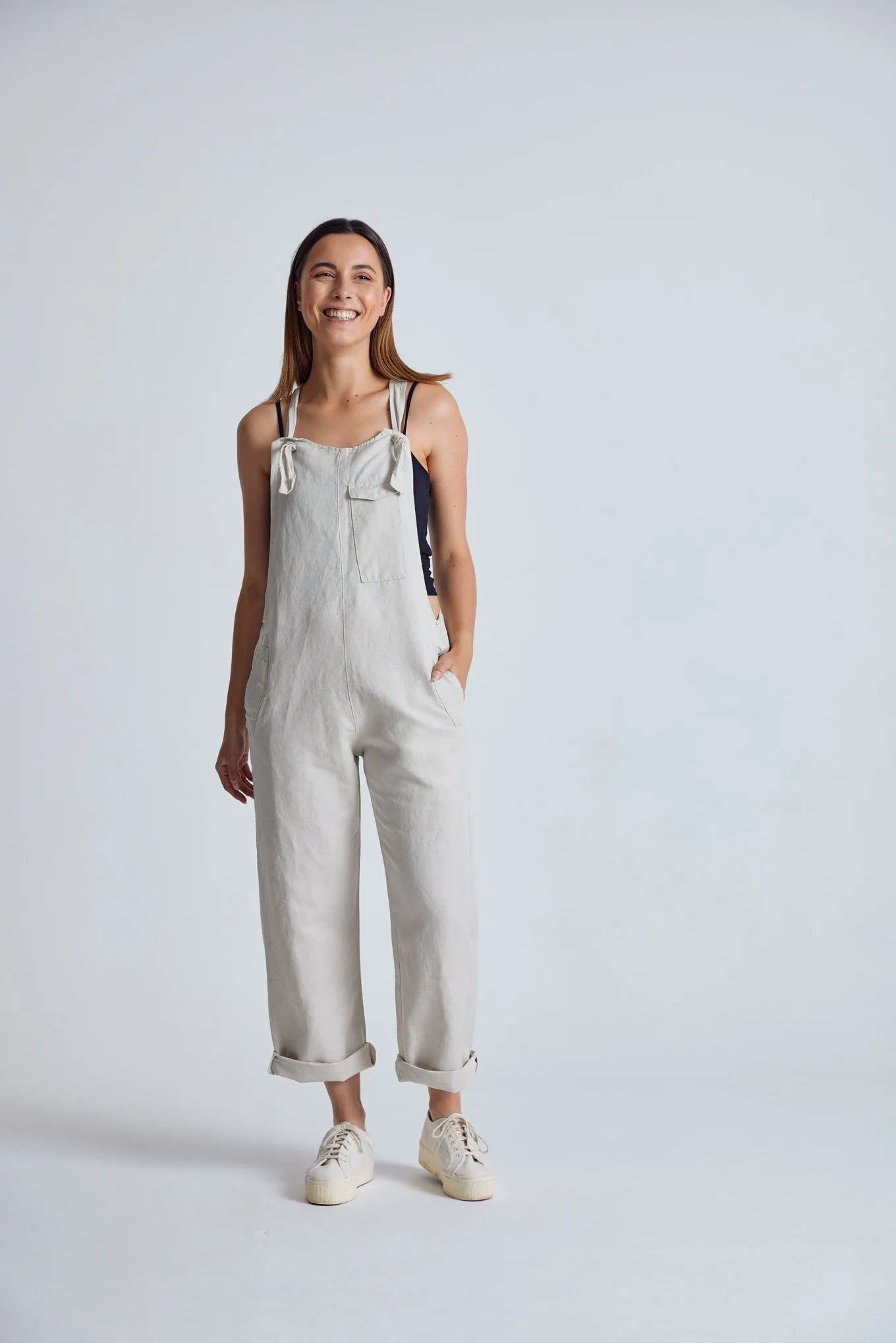 MARY-LOU Natural - Organic Cotton Dungarees by Flax & Loom