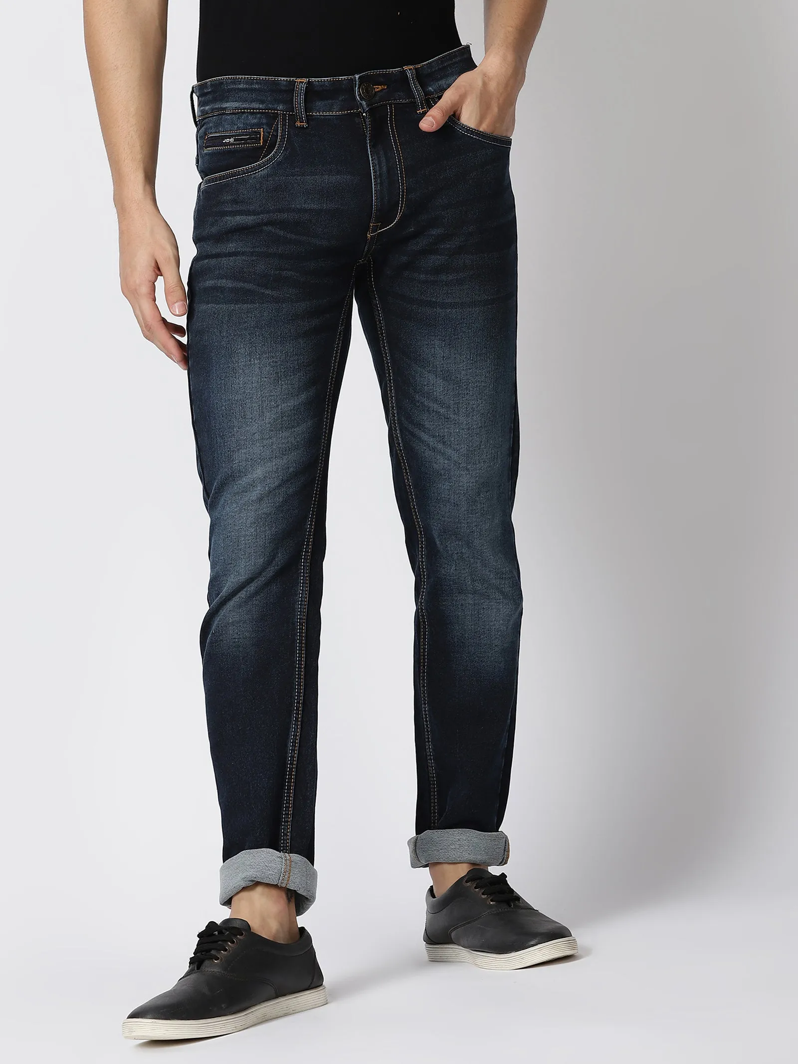 MEN'S BLUE SOLID JASON FIT JEANS