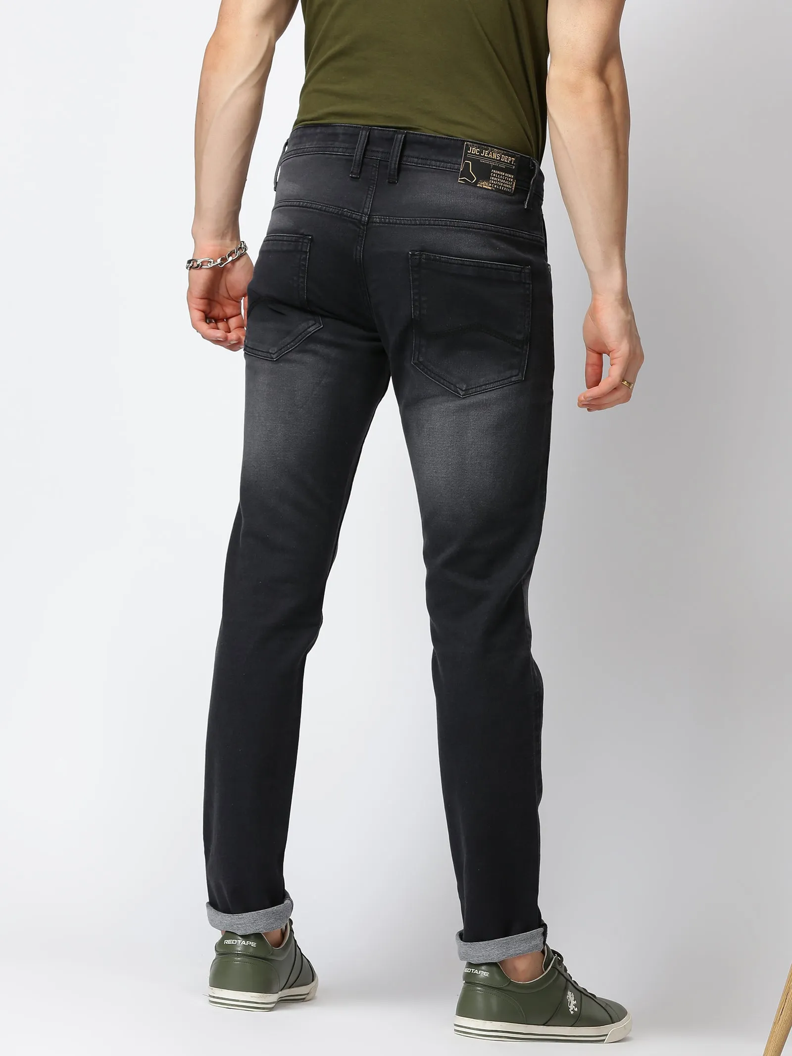 MEN'S DK GREY SOLID JASON FIT JEANS