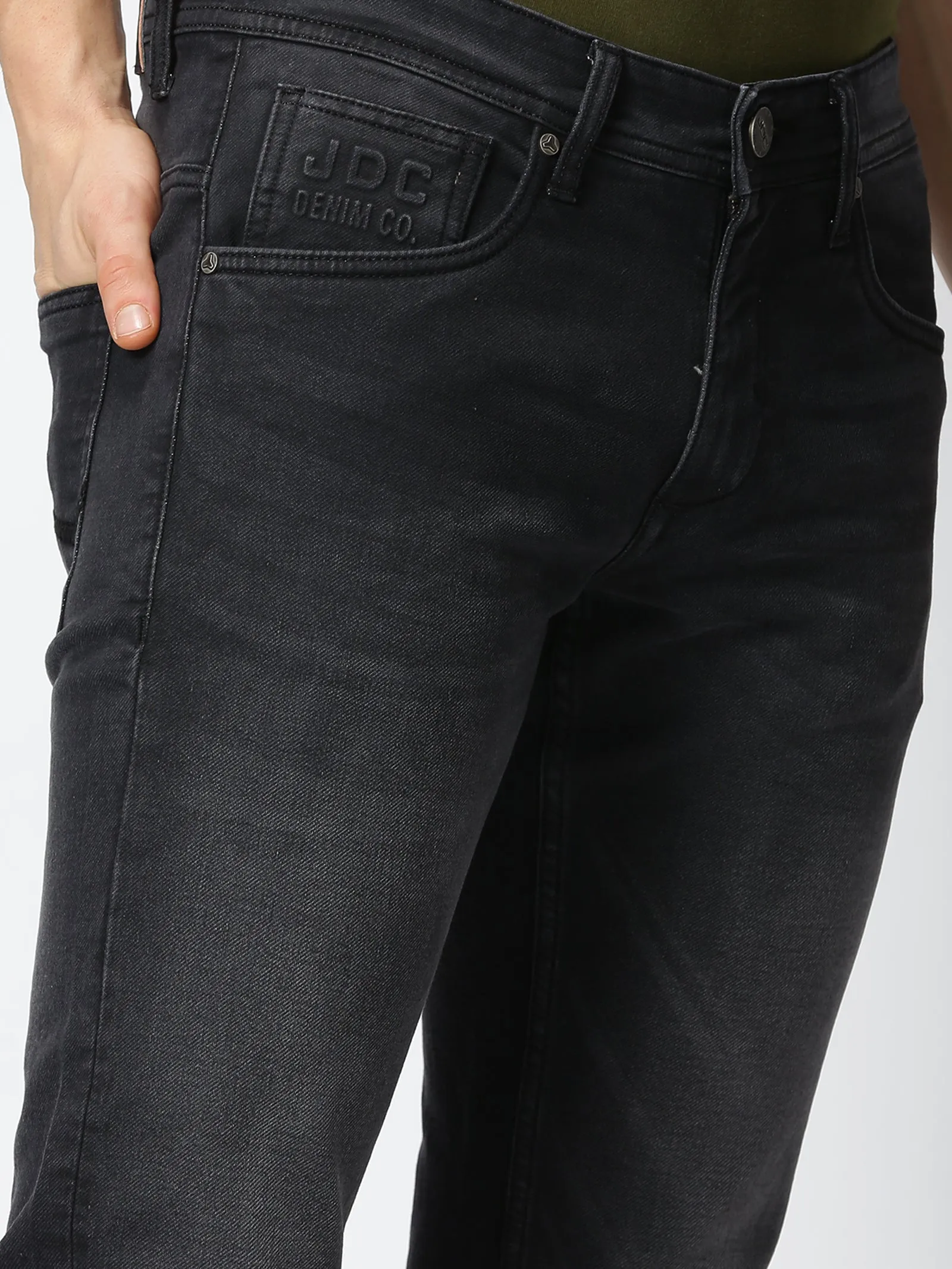 MEN'S DK GREY SOLID JASON FIT JEANS