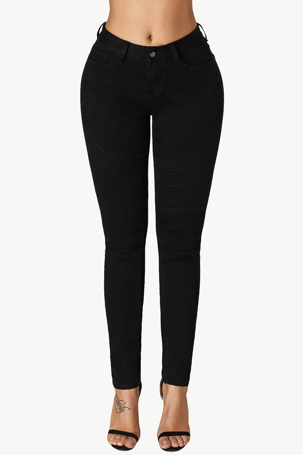 Mid-Rise Waist Skinny Pocketed Jeans