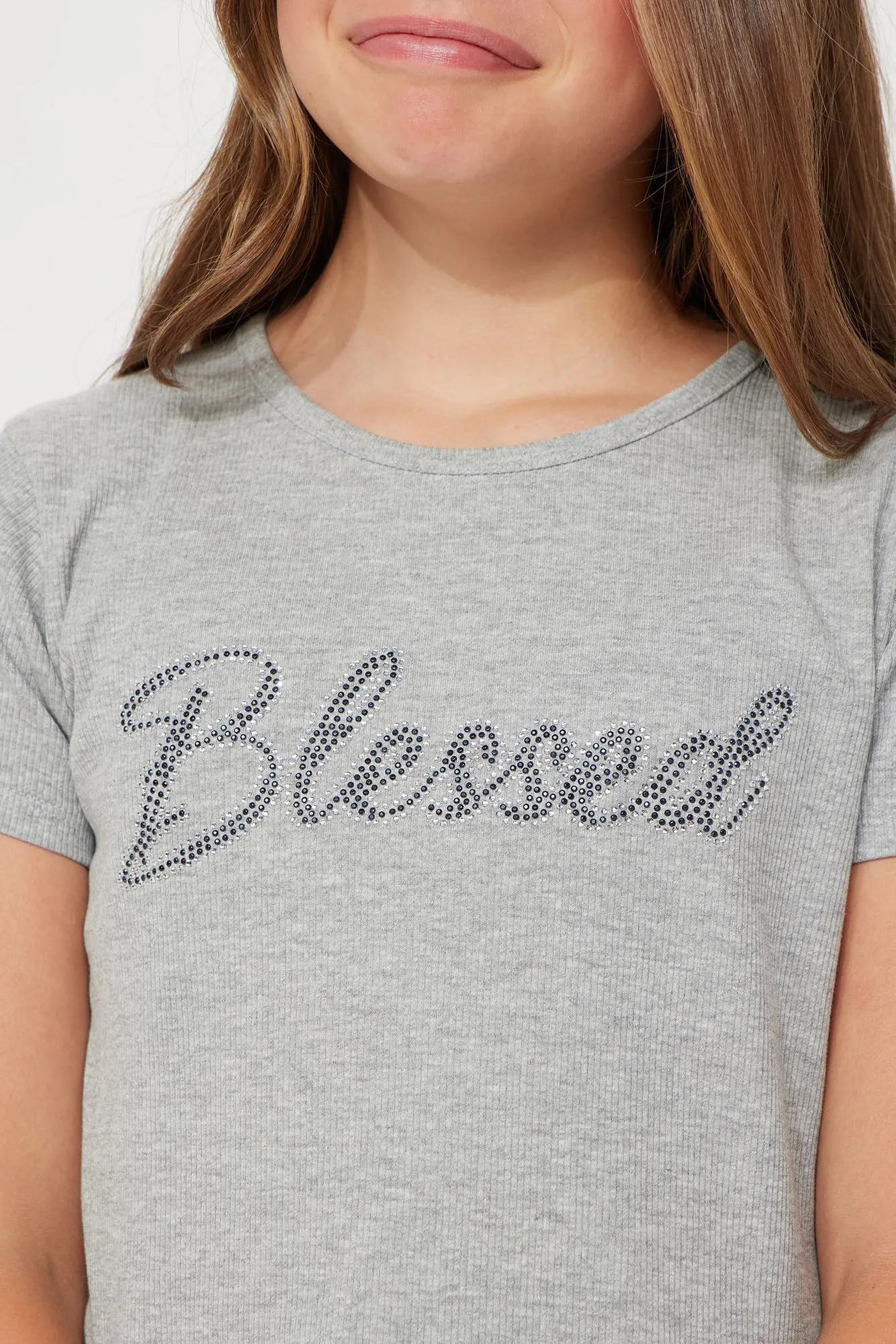 Mini Miss How It Is Rhinestone Tee - Grey