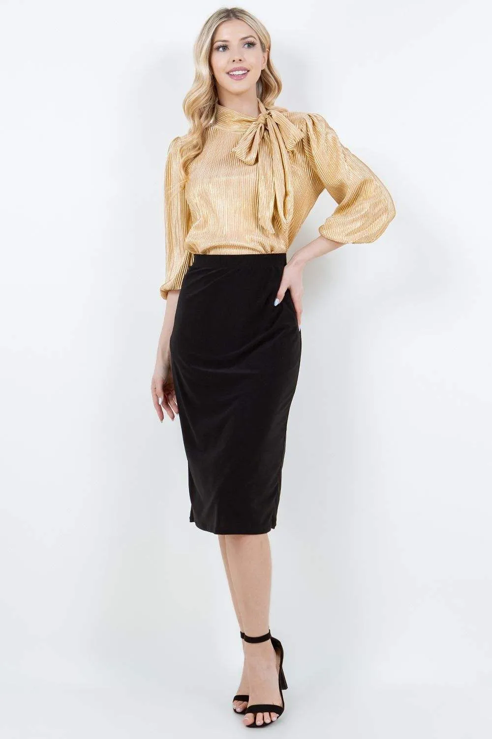 Miss Amy Pencil Skirt (Regular & Plus)- Black