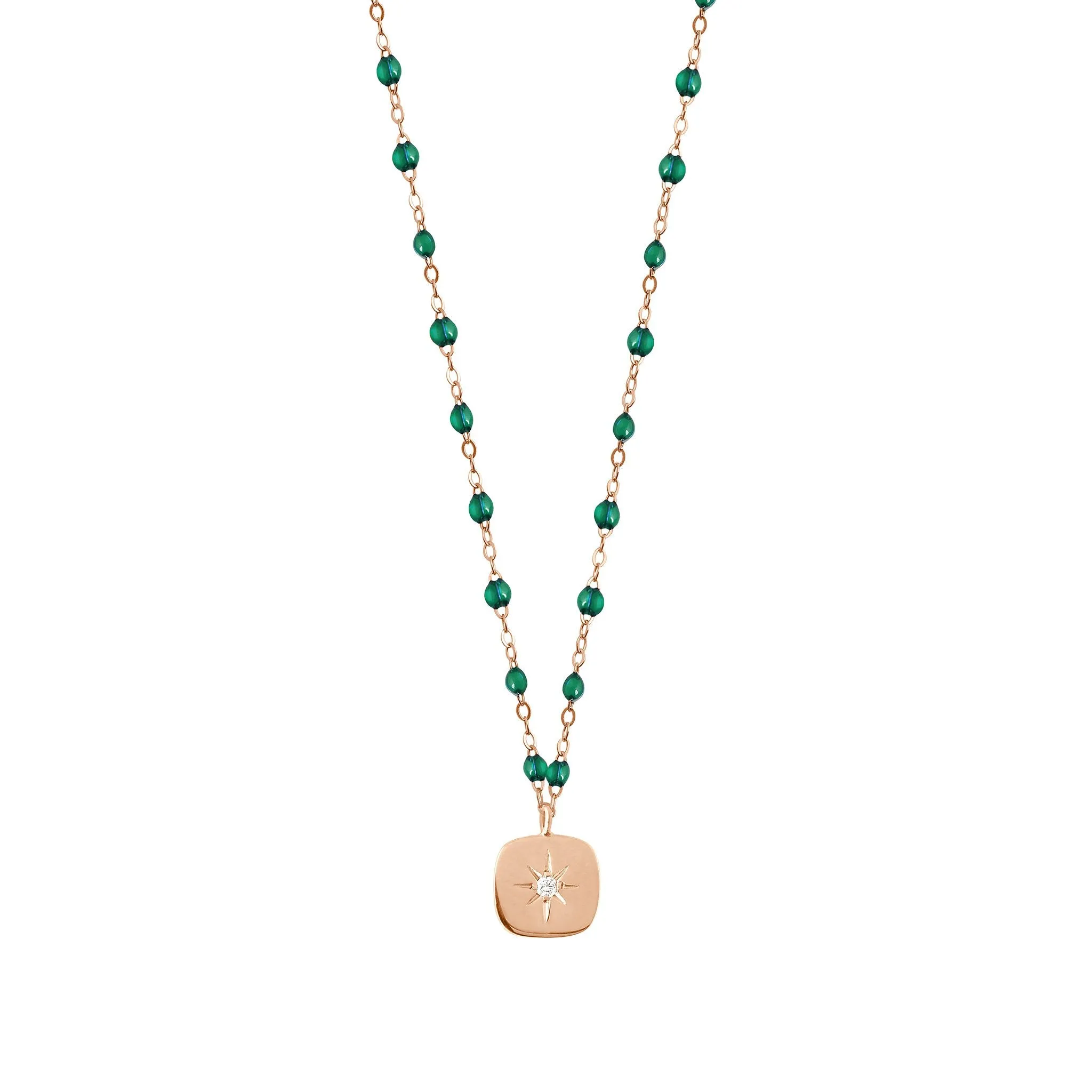 Miss Gigi Emerald diamond necklace, Rose Gold, 16.5"