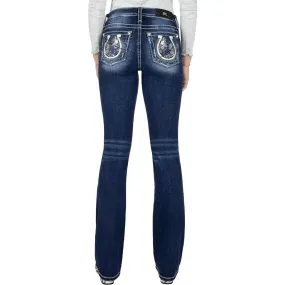 Miss Me Women's Floral Swirl Horseshoe Bootcut Jeans