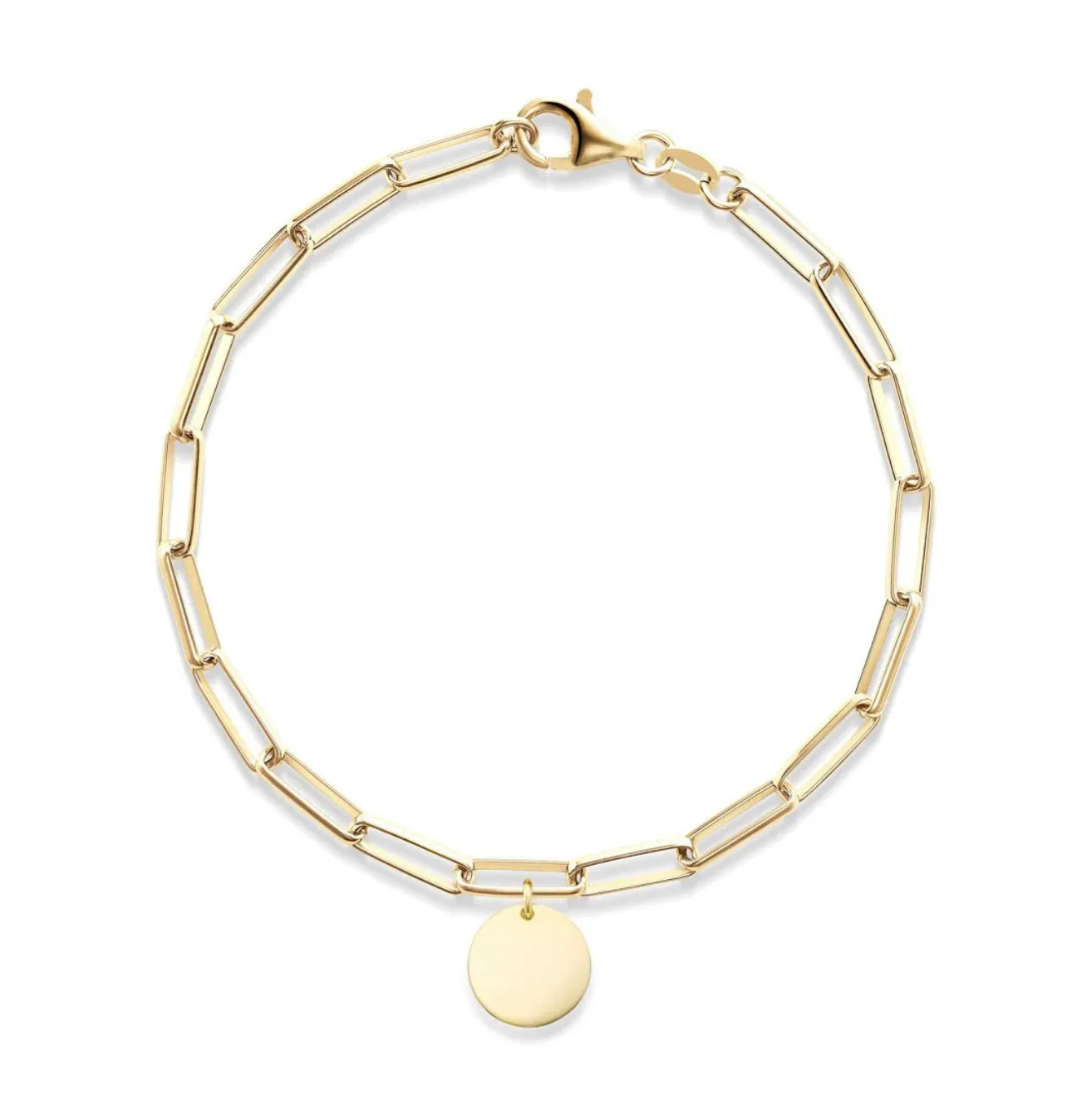 Miss Mimi Engravable Disk - 14k/925 Vermeil Small Paperclip Disk Bracelet