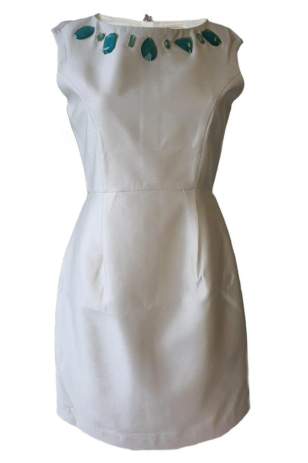 MISS SIXTY Ivory Embellished Sleeveless Shift Dress (M)