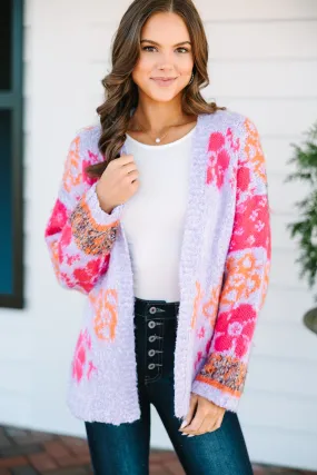 Never Miss OUt lavender Purple Floral Cardigan