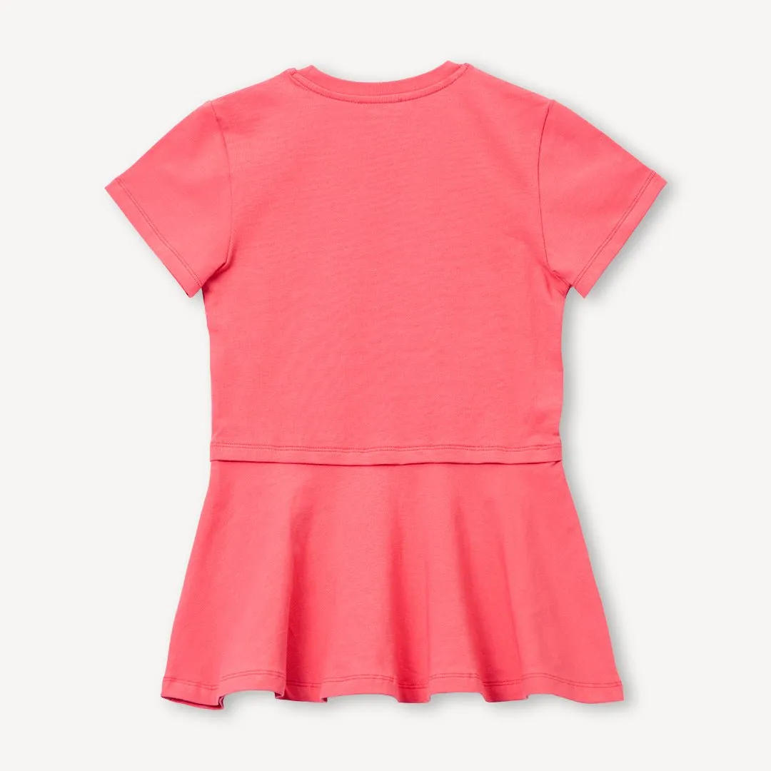 Short-sleeved dress for children in organic cotton